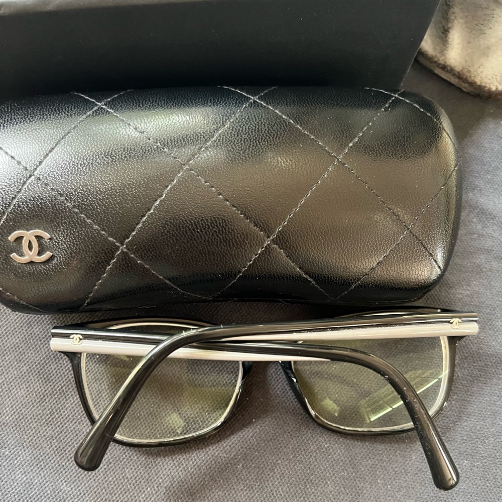 Chanel Women's Glasses Italy with Case Box EUC Grey Black Logo Acetate 54-17 140 - Picture 10 of 16
